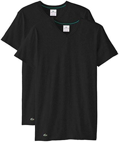 LACOSTE 2PACK COLOURS COTTON STRETCH VNECK TSHIRT BLACK MEDIUM
