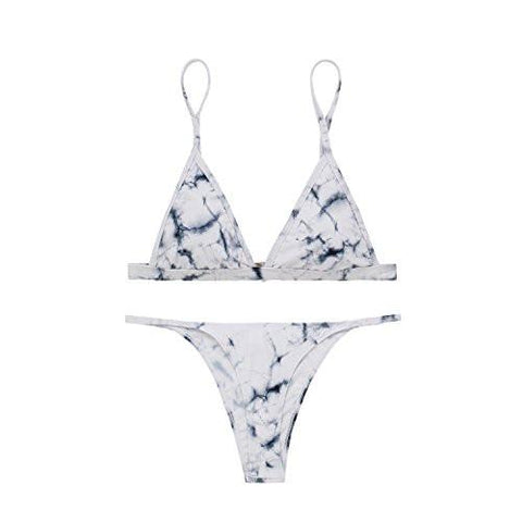 XHERR WO TRIANGLE TOP BRAZILIAN CHEEKY BOTTOM BIKINI SET SWIMWEAR MEDIUM US SIZE SMALL INK
