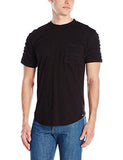 Short Scallop Tshirt With Ripped Details On Pocket And Sleeves Black 2Xl