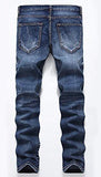 Ripped Slim Straight Fit Biker With Zipper Deco Dark Blue Us 32