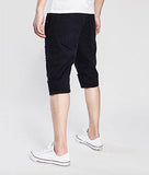 ELONGLIN DENIM SHORTS RIPPED JEAN ROLLED CUFF SHREDDED HOLES BLACK WAIST 34