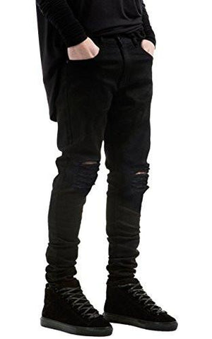Haniocal Slim Fit Black Stretch Destroyed Ripped Skinny Denim W32*32L
