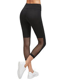 Mesh Panel Crop Leggings Yoga Workout Active Jogger Tights Black M