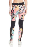 Pop Floral Camo Full Length Legging Pant With Black Inserts Multi Xl