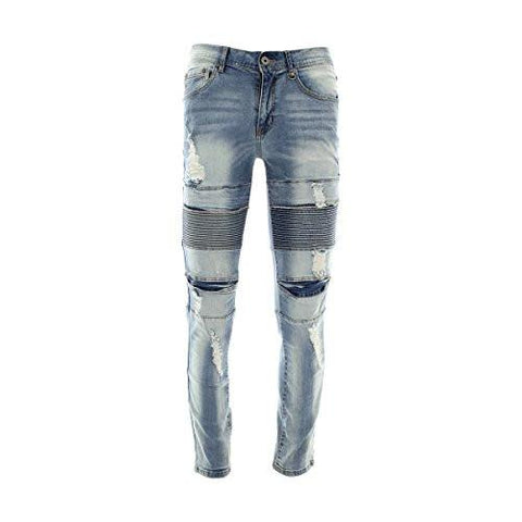 Zipper Biker Ripped Distressed Stretch Moto