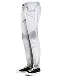 Men Twill Jogger Pants With Comfort Stretch Large Moto Ltgrey #122