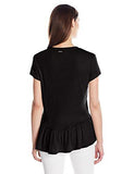 CALVIN KLEIN JEANS WOMEN SHORT SLEEVE PEPLUM LINEN TSHIRT BLACK XLARGE