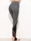 Leggings Crisscross Stirrup Tights Gym Yoga Workout Pants Large Heather Grey