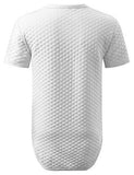 URBANCREWS Hipster Hip Hop Basic Solid Quilted Longline Tshirt WHITE XL