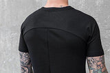 VITALY DESIGN ELONGATED CONTEMPORARY DOUBLE SCOOPED LONG TSHIRT L BLACK