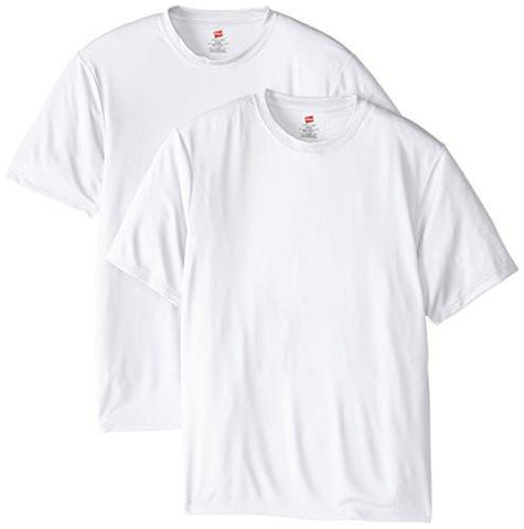 HANES SHORT SLEEVE COOL DRI TSHIRT UPF 50+ WHITE LARGE PACK OF 2