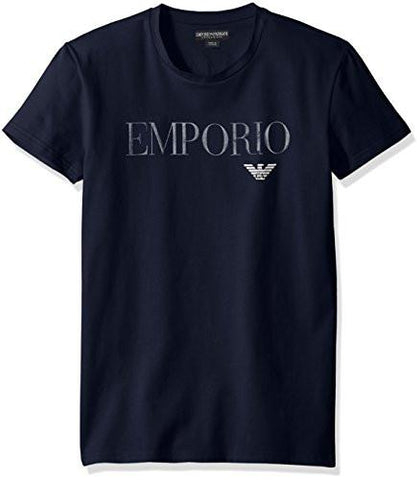 EMPORIO ARMANI MEGA LOGO CREW NECK TSHIRT MARINE MEDIUM