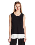 WOMEN SL SWEATER W WOVEN BOTTOM BLACK LARGE