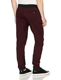 Fleece Jogger Pants With Color Block Open Bottom Marled Burgundy Medium