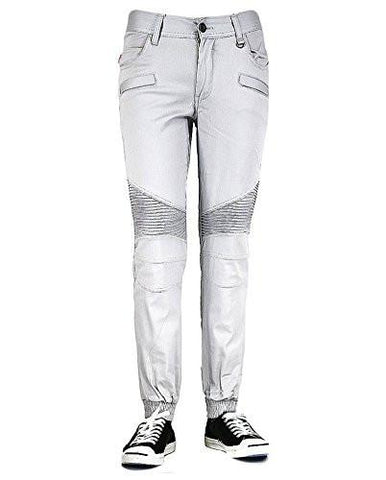 Men Twill Jogger Pants With Comfort Stretch Large Moto Ltgrey #122