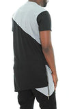 Imperious Colorblock AsyMMetric Hem Side Zipper Longline T Shirtblackl