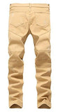 Men S Khaki Biker Moto Distressed Destroyed Fashion Skinny Slim Fit 336Khaki W32