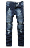 Men Ripped Slim Fit Straight Denim Vintage Style With Broken Holes