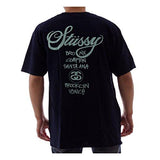 STUSSY WORLD TOUR TSHIRT SIZE: SMALL COLOR: NAVY