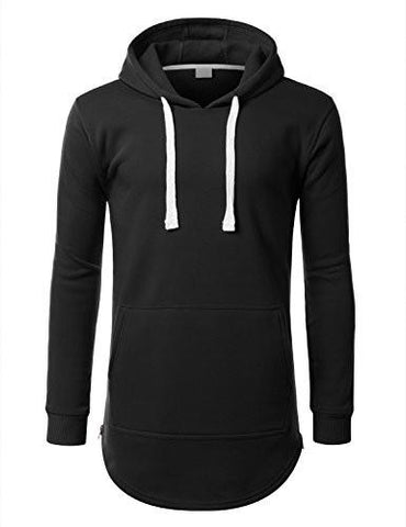 URBANCREWS Hipster Hip Hop Classic Pullover Hooded Jacket BLACK XLARGE