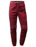 Hipster Hip Hop Biker Jogger Pants Burgundy XXLarge