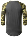 URBANCREWS Hipster Hip Hop Camouflage Pattern Ranglan Shirt CHARCOALCAMO S
