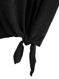 Sweatyrocks Short Sleeve Criss Cross Tie Up Casual Tshirt Blouse Tops #Black