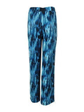 Wide Leg Stretch Print Pants Blue M