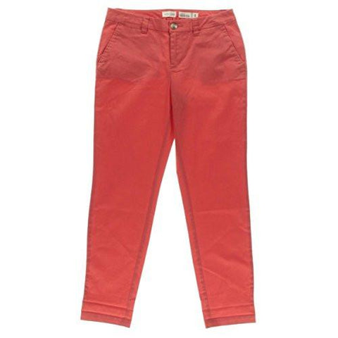 Lou Lou Twill Straight Leg Cropped Pants Red 2