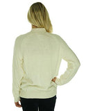 Cable Knit Raglan Sleeves Mock Sweater White S
