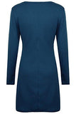 Creti Fashion Crew Neck Long Sleeve Loose T Shirt Tunic Dress Medium Navy
