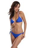 Shekini Tie Side Bottom Push Up Padded Top Triangle Bikini Bathing Suit Laguna Blue MediumUS 810