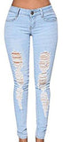 Blue Denim Stretch Destroy Skinny Ripped Distressed Pants