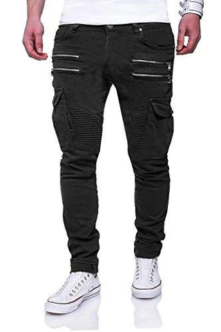 Behype Biker With Attached Zippers And Cargo Pockets Rj3196 Black W30