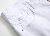 White Zipper Ripped Distressed Destroyed Skinny Fit With Holes White 32