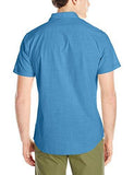 G.H. BASS & CO. SHORT SLEEVE SOLID PIGMENT DYED SHIRT DEEP DELFT LARGE