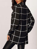 M2Mo Classic Plaid Long Sleeve Midlength Button Up Shirts Black US Xl