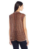 Vest with Braided Trim At Armholes Tobacco M