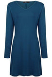 Creti Fashion Crew Neck Long Sleeve Loose T Shirt Tunic Dress Medium Navy