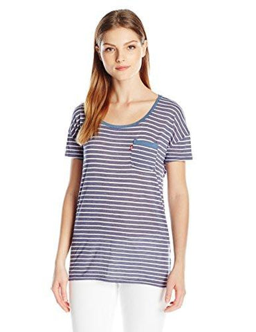 Levi Striped HiLo Pocket TShirt Peacoat Small
