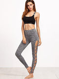 Leggings Yoga Workout Pants High Waist Cutout Tights Medium #1Grey