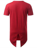 URBANCREWS Hipster Hip Hop Basic Fishtail Longline Tshirt RED XLARGE