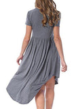 Levaca Tunics Hi Low Plain Simple Loose Casual T Shirt Dress Dark Gray XXl