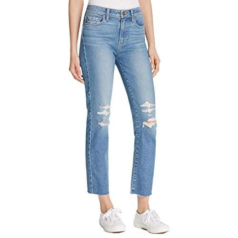 Jacqueline Raw Hem Destroyed Straight Leg Blue 26