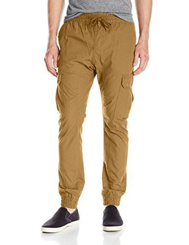 Jogger Pants Washed Ripstop Fabric With Cargo Pockets WheatNew Large