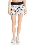 Pop Floral Camo Tennis Skirt With Solid Pleated Back Detail Multi S