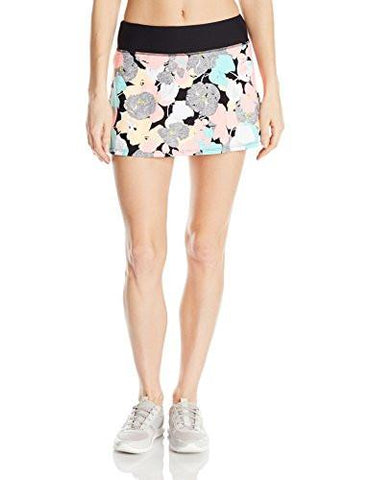 Pop Floral Camo Tennis Skirt With Solid Pleated Back Detail Multi S