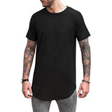 VITALY DESIGN ELONGATED CONTEMPORARY DOUBLE SCOOPED LONG TSHIRT L BLACK