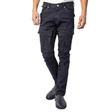Front Cargo Pocket Distressed Premium Slim Pants 36 Black