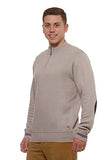Ecko Unltd Marled Quarter Zip Long Sleeve Elbow Patch Sweater Taupe M